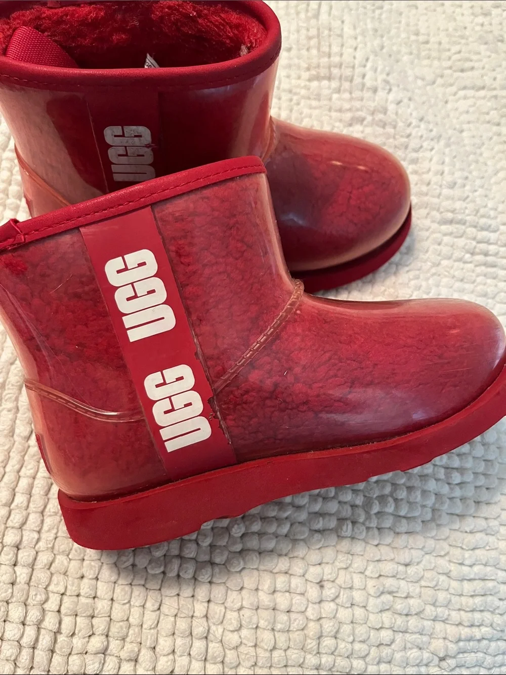 UGG Little Kids Red Waterproof Fleece Boots